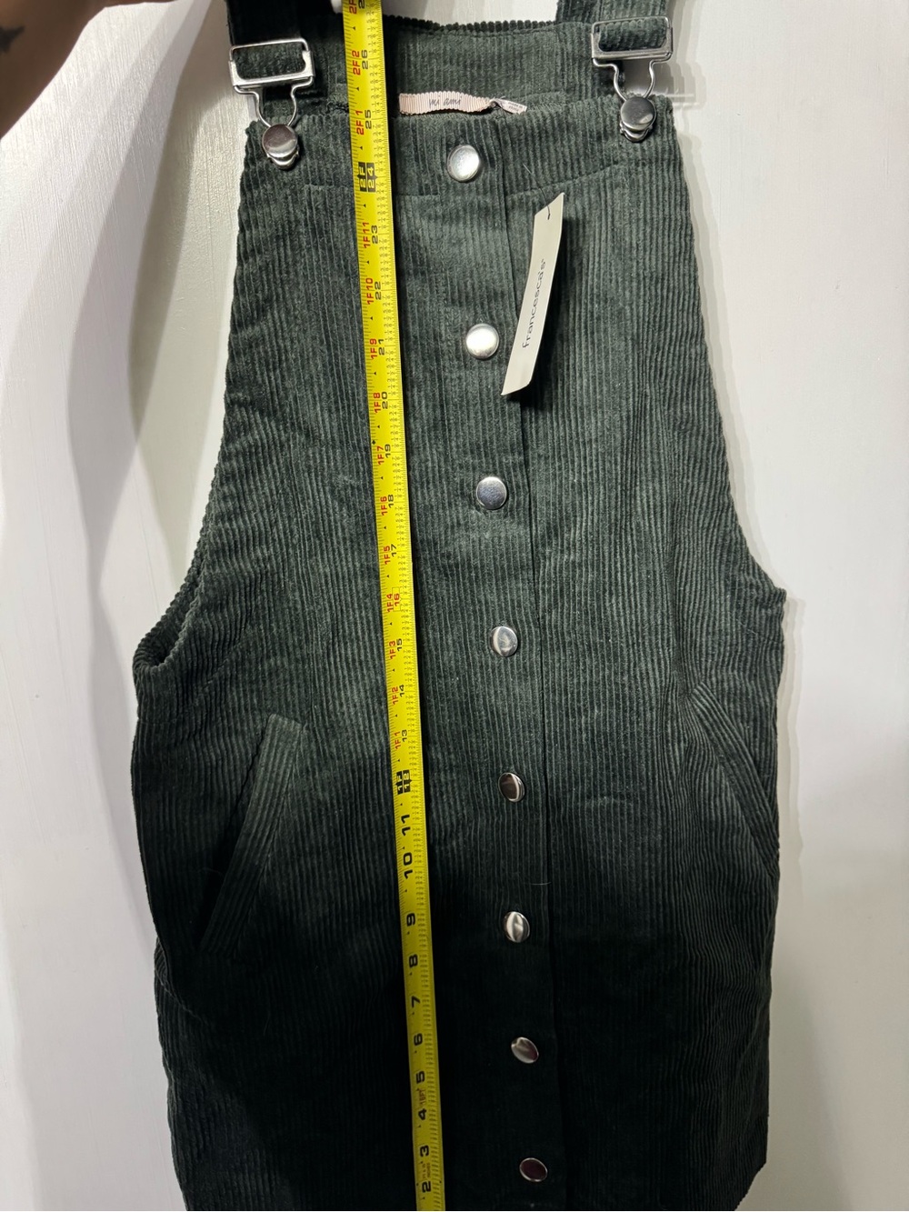 Francesca's Olive Green Corduroy Pinafore Dress - Picture 7 of 9